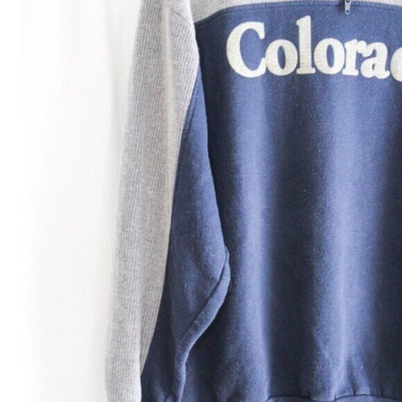 Retro Vintage Colorado Quarter Zip Pullover Sweatshirt Blue White Small Medium - Picture 5 of 7